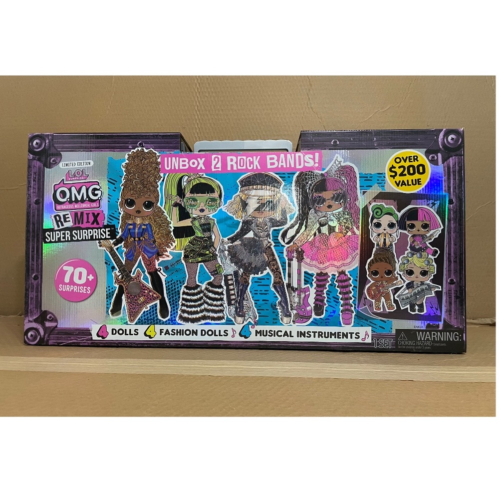 LOL Surprise OMG Remix Super Surprise 70+ Surprises, 4 Fashion Dolls & 4 Dolls